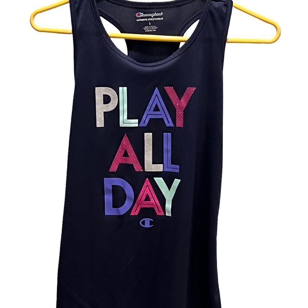 Champion racer back navy blue tank junior size large
